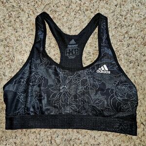 Adidas Black Floral Pattern Sports Bra | Medium